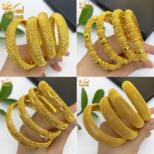 Cross-border 24k gold-plated bracelet Dubai wedding Indian Nigeria women's bridal sand gold bracelet Jewelry wholesale