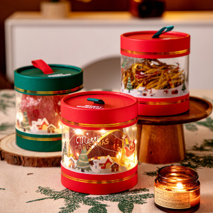 Christmas Apple Box Christmas Hug Bucket Transparent Apple Candy Packaging Gift Box Christmas Eve Apple Packaging Box