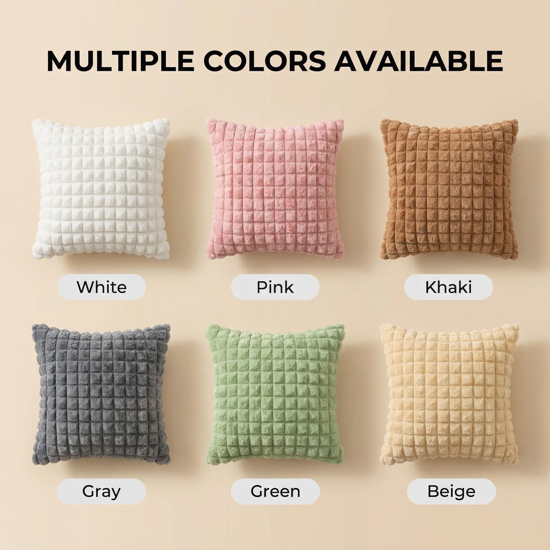 Ins Cream-Style Plush Puff Waffle High-Weight Sofa Throw Pillow Living Room Decoration Headboard Cushion Nordic