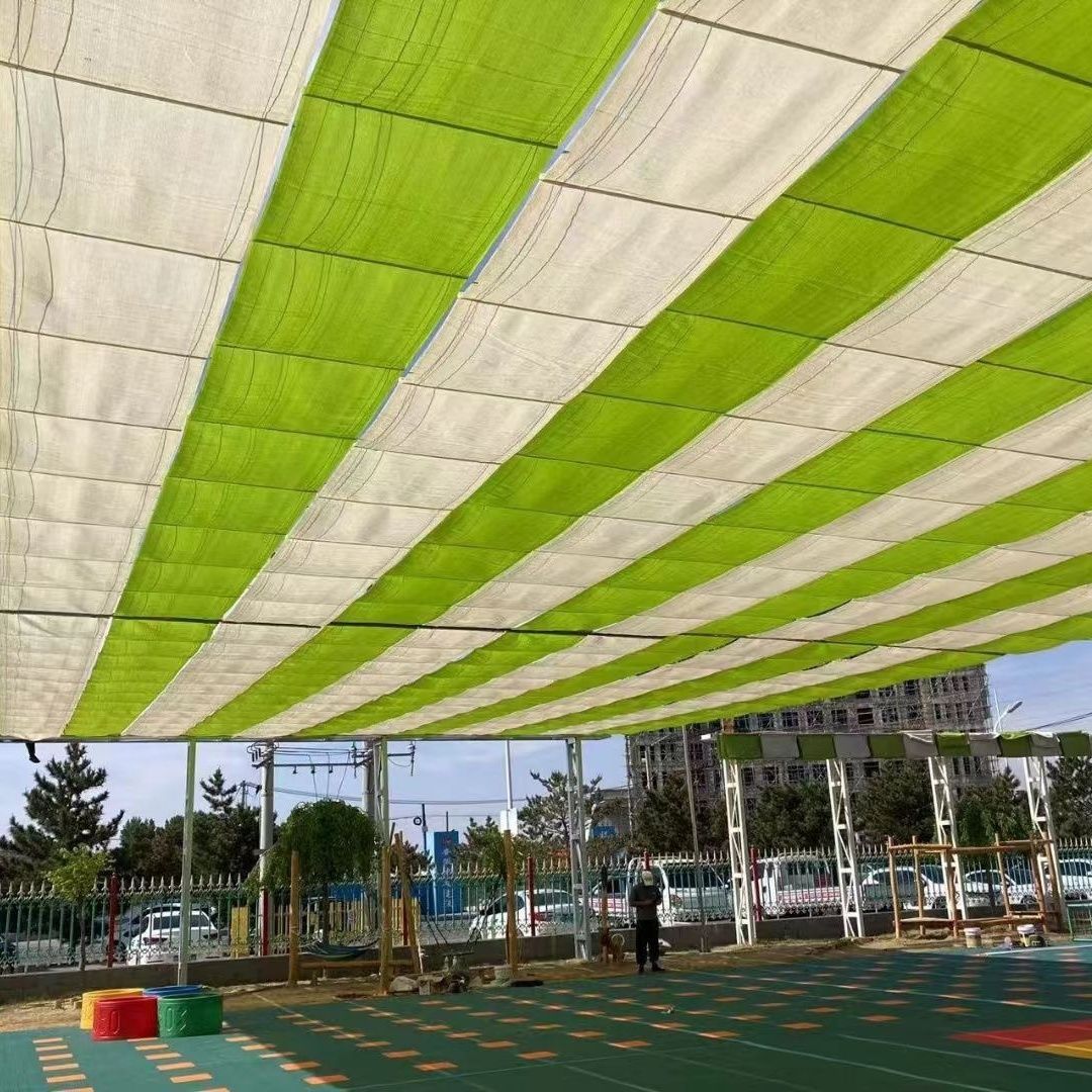幼儿园户外波浪收拉款HDPE遮阳网包邮滨临泳池家庭院落