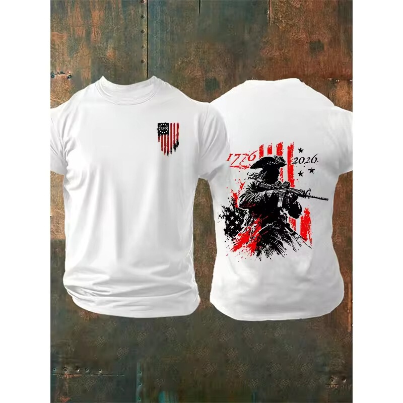 【Cross-border European size】ilstile American men's 250 printed T-shirt, summer short-sleeve casual T-shirt, round-neck top