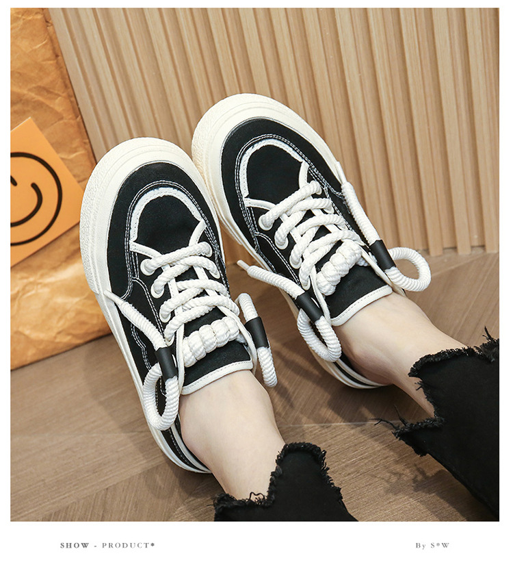 VASIBAEN Niche Design Half-support 2023 Poletje Novi platneni čevlji Lazy One pedal all-match superge trend_voghion.com