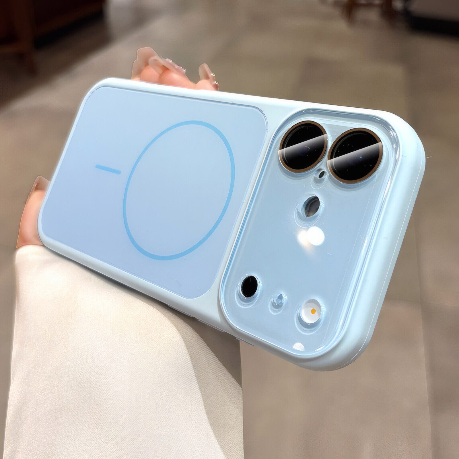Funda de Silicona con Gran Ventana para iPhone 17 Pro Max, Absorción Magnética, Carga Inalámbrica