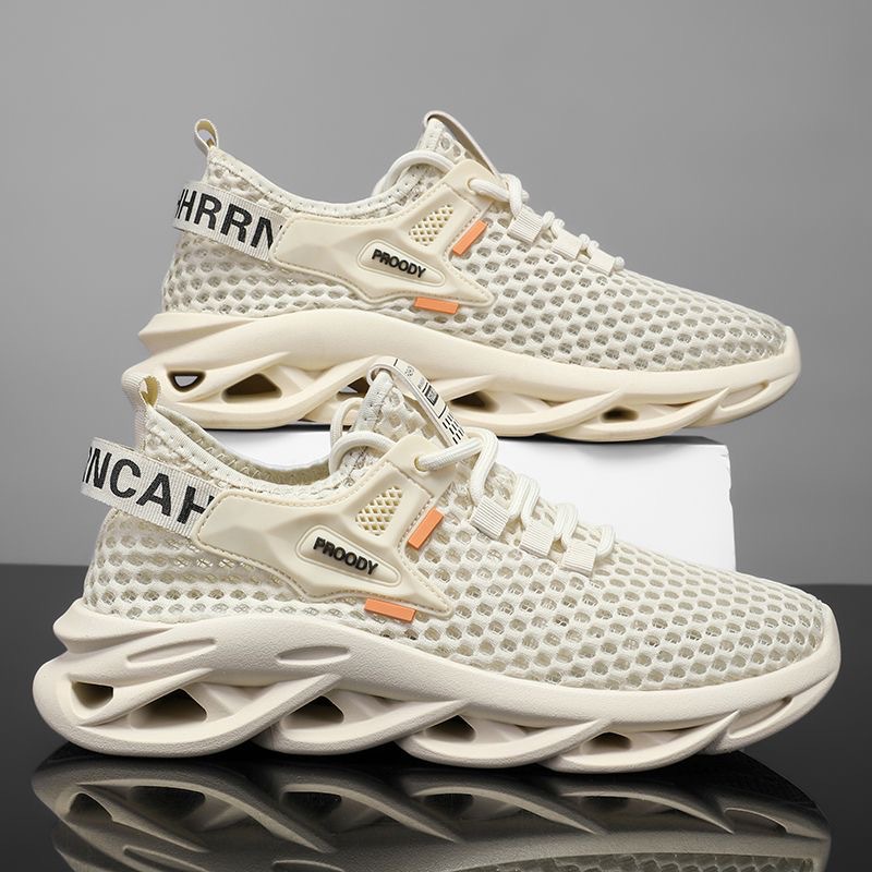 Zapatillas deportivas de malla transpirable de caña baja para hombre, estilo nuevo de primavera 2026, con cordones, a la moda, para uso diario y running.