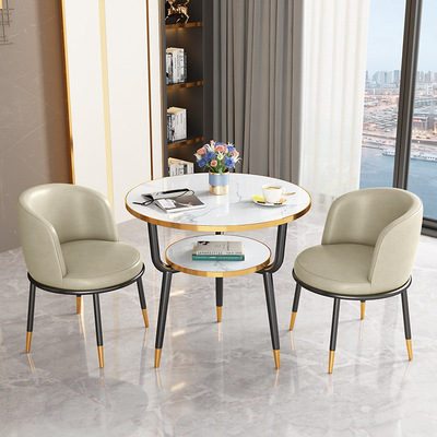 Fábrica directa de lujo ligero de recepción mesa y silla combinación de mesa de comedor de pequeño tipo de casa ocio leche tienda de té Negociación de café