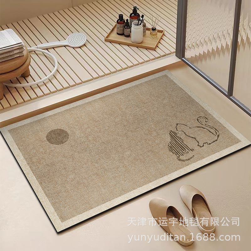 Japanese-Style Bathroom Entrance Door Floor Mat, Bathroom Water-Absorbent Quick-Drying Foot Mat, Washbasin Non-Slip Door Mat Manufacturer Can Be Labeled