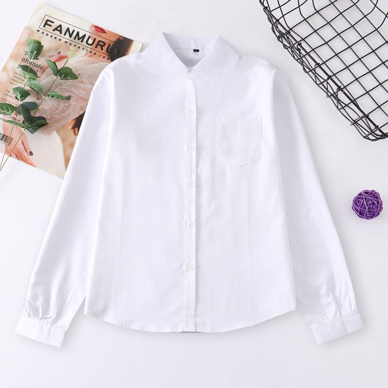 Factory Wholesale Japanese Orthodox Student Round Neck Kindergarten Jk Long-Sleeve Shirt Non-Transparent
