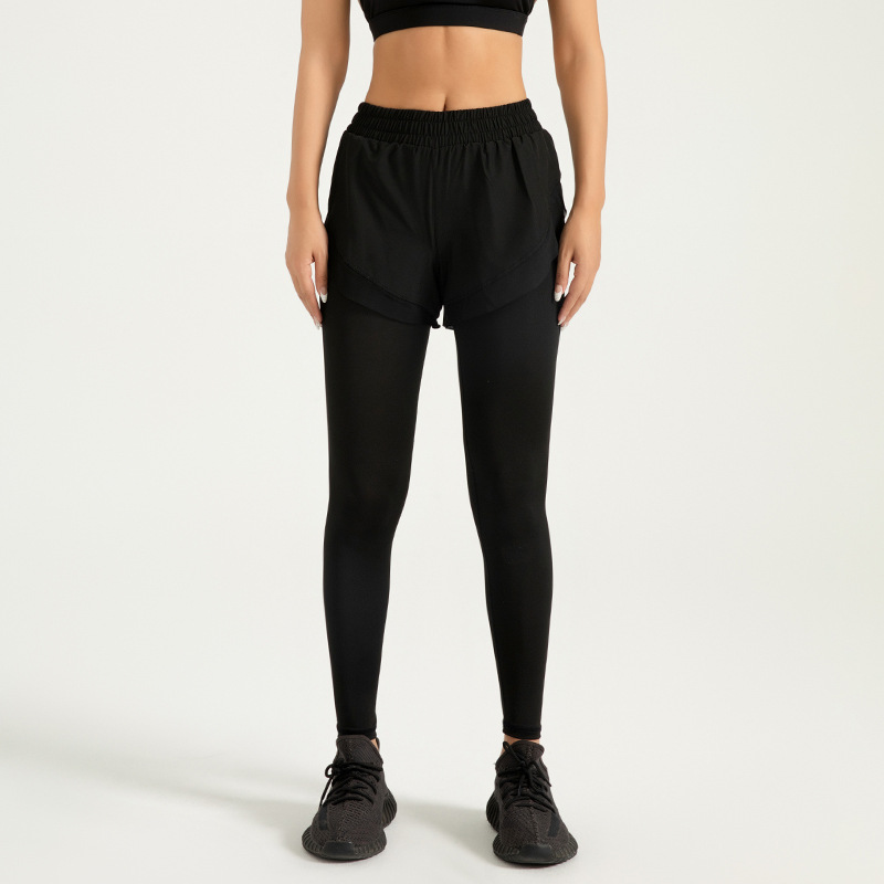 Zona especial transfronteriza falsa de dos piezas pantalones de bolsillo pantalones de fitness desnudos pantalones de cintura alta para mujeres