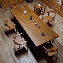 新中国式実木大板茶テーブルと椅子の組み合わせ禅意シンプル家庭用リビングルーム茶台事務室はお茶のテーブルを接待します。