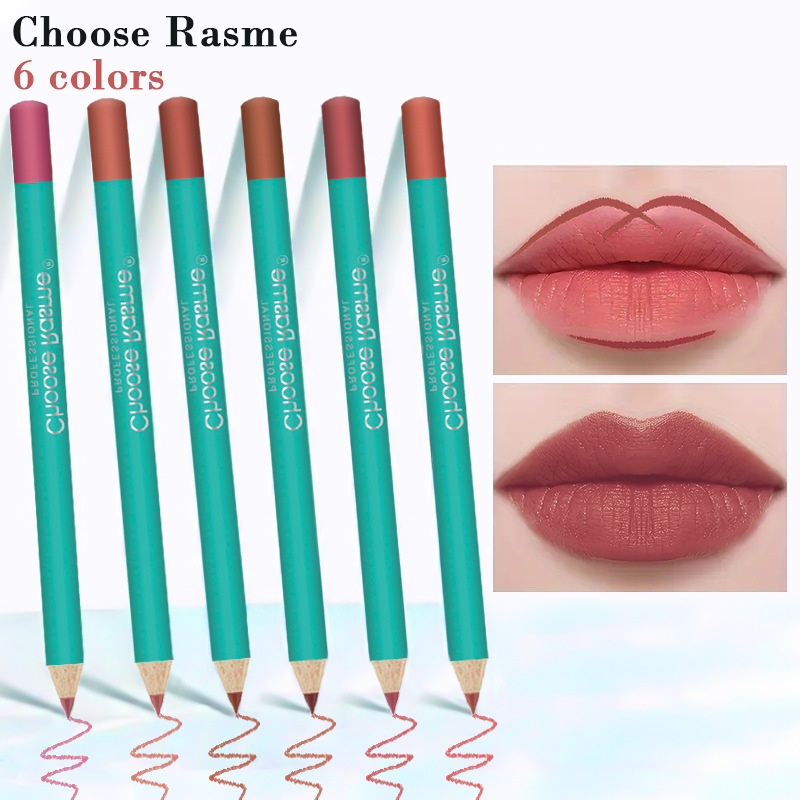 Matita labbra mista a 6 colori, pasta di fagioli, colore opaco, linea opaca, non facile da sbiadire, penna per rossetto_voghion.com