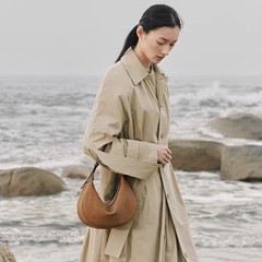 【奚夢瑶同金】新商品の喬真植なめし三日月hoboバッグ通勤シングル肩脇下バッグ女性斜めショルダーバッグ