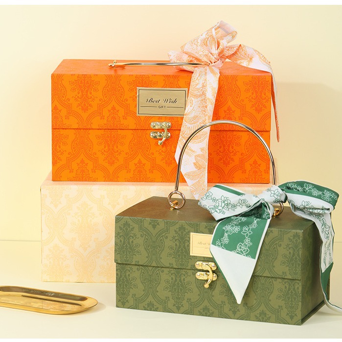 瓦楞礼盒包装定 制设计商务送礼婚嫁宾客伴手礼礼盒空盒 大号手提