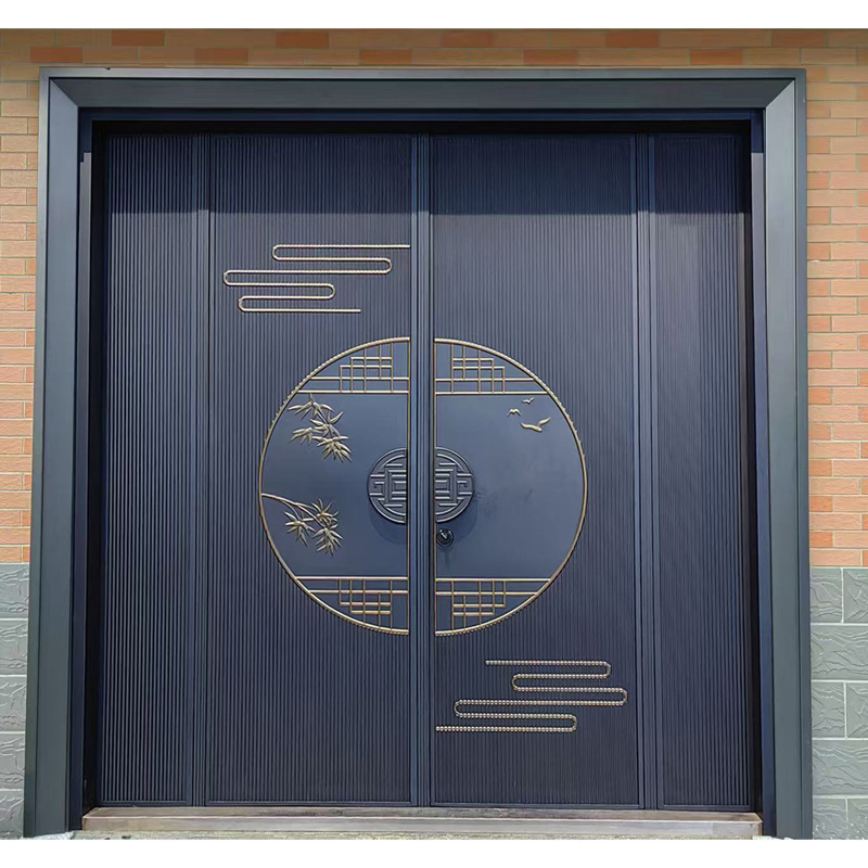 Villa gate explosion-proof anti-theft door self-built double-door copper door carved aluminum door swing door