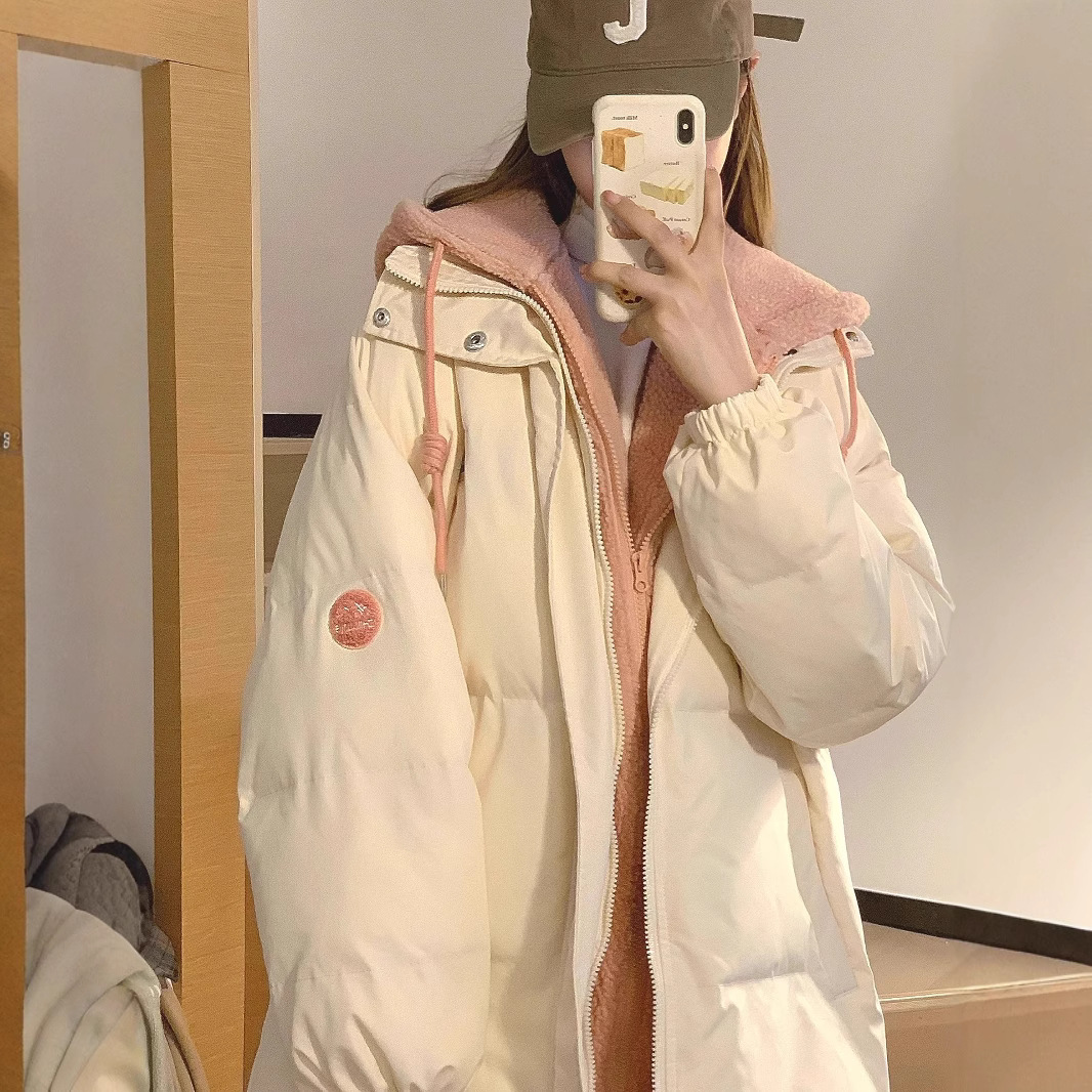 한국 스타일 면 패딩 재킷 2025 다운 면 새로운 겨울 두꺼운 느슨한 학생 면 패딩 재킷 후드 투피스 면 패딩 재킷 여성용