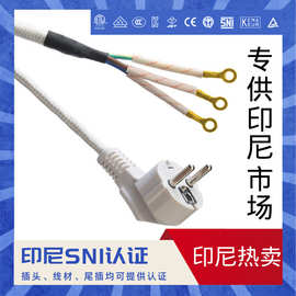 印尼热卖跨境SNI欧式三插接地插花纹电线老式电熨斗线AC电源线