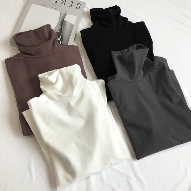 High-Neck Double-Sided Thermal Base Layer Shirt for Women, 2025 Autumn and Winter Fashion, Stylish, Slim-Fitting, Flattering, Long-Sleeved T-Shirt for Students, Trendy