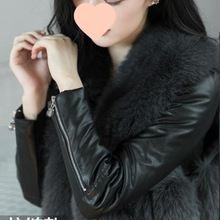 加厚加绒皮袖打底衫女冬羽绒棉袖配皮草马甲的修身短款内搭厚毛衣