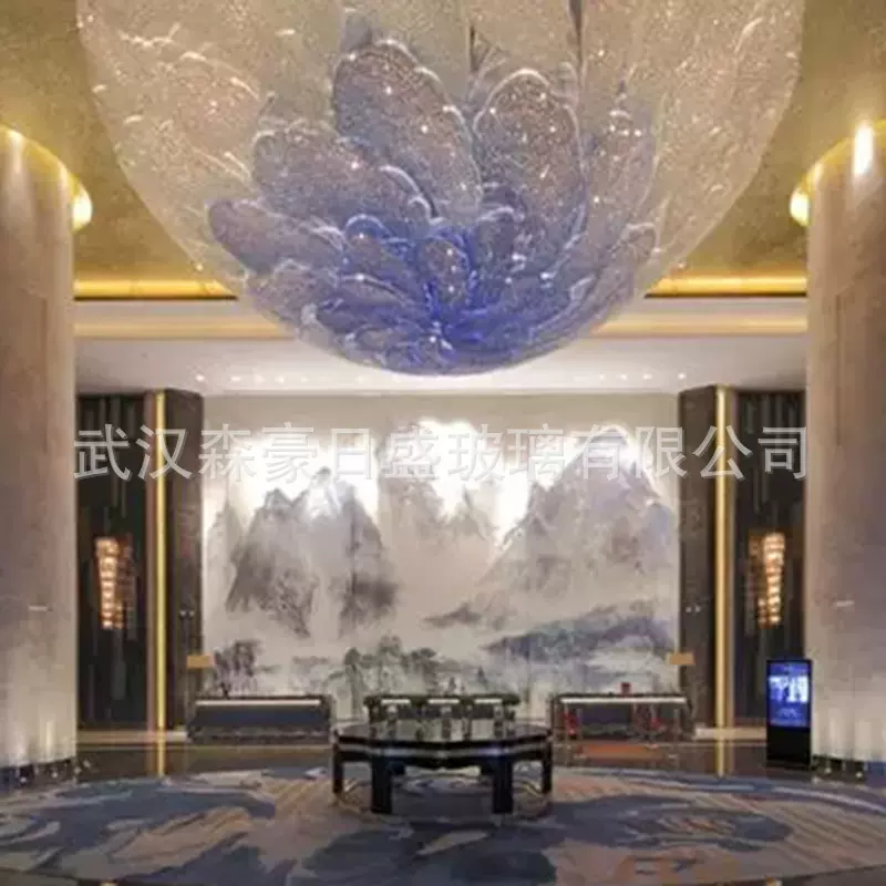 超长超大平弯钢化夹丝玻璃  艺术美观装饰  酒店建筑工程艺术玻璃