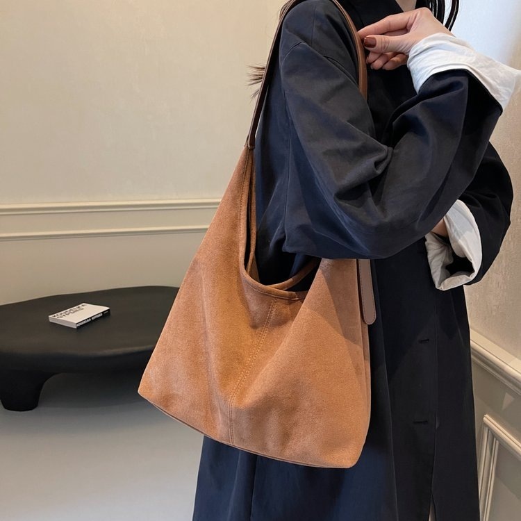 休闲通勤大容量麂皮绒包包女2025新款秋冬季单肩简约斜挎包托特水|undefined