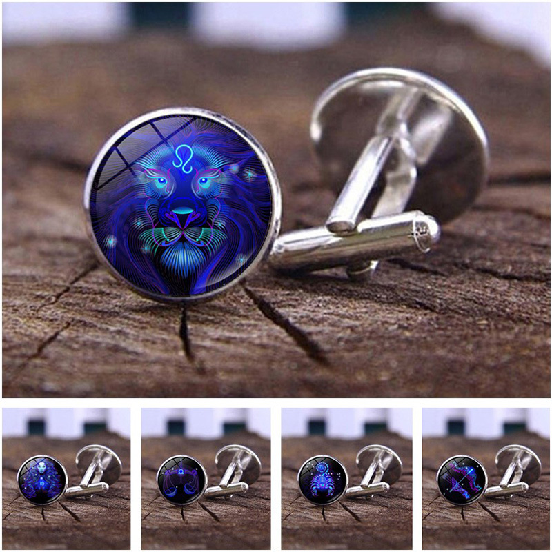 Cross-border New Twelve Constellation Cufflinks Men's Creative Accessories Casual French Shirt Cuff Cuff Button Wholesale