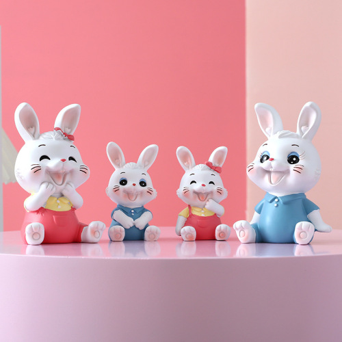 New cute rabbit doll living room home TV cabinet wine cabinet decoration crafts resin ornaments creative gifts