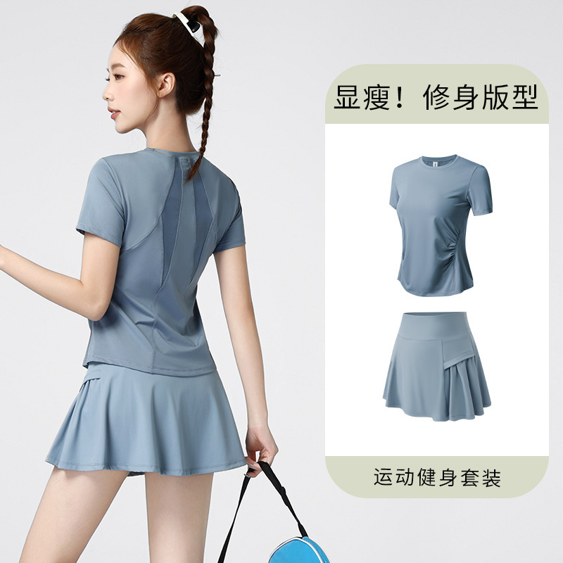 绝美网球服女2025新款夏季运动短裙气质显瘦瑜伽套装专业健身上衣|undefined