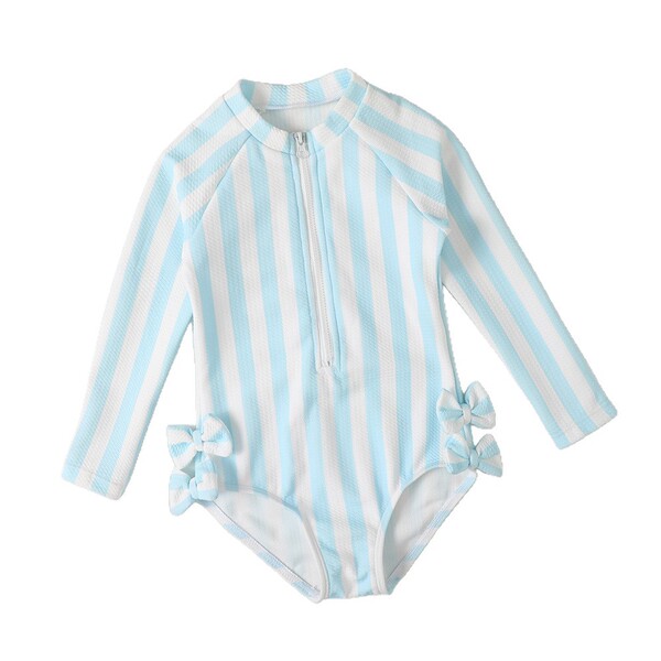 Children's cute swimwear with zipper with bow
