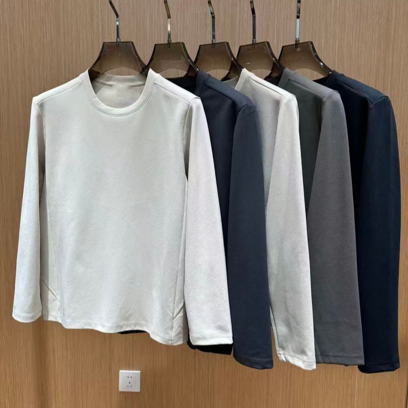 Trendy, high-elasticity, quick-drying, long-sleeved men's outdoor sports breathable running round-neck sweatshirt, available in stock