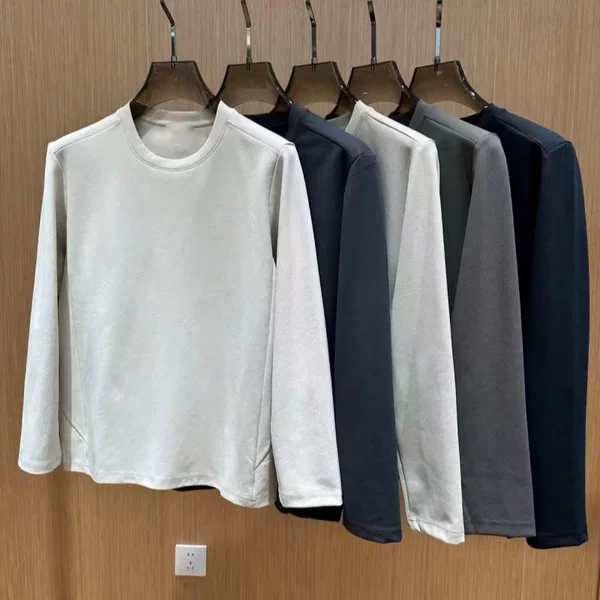 Trendy, high-elasticity, quick-drying, long-sleeved men's outdoor sports breathable running round-neck sweatshirt, available in stock