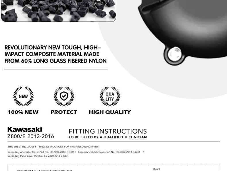 Suitable for Kawasaki Z800/Z800 E 2013-2016 Modified Engine Engine Protective Cover Anti-Fall Side Cover