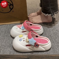 Cute Bowtie Slippers for Women, 2023 Summer Outdoor Style — New Cartoon Design with "Squishy" Footfeel, Internet-Famous Flip-Flops Perfect for Home Use