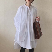 2022秋季新款女裝時尚寬松純色長袖上衣女日系跨境熱銷棉襯衫女