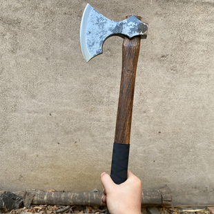 ↬ Outdoor Ax 55 Steel Forged Ax Viking Ax Battle Ax Camping Logging Ax Tool Outdoor Full Steel Forged