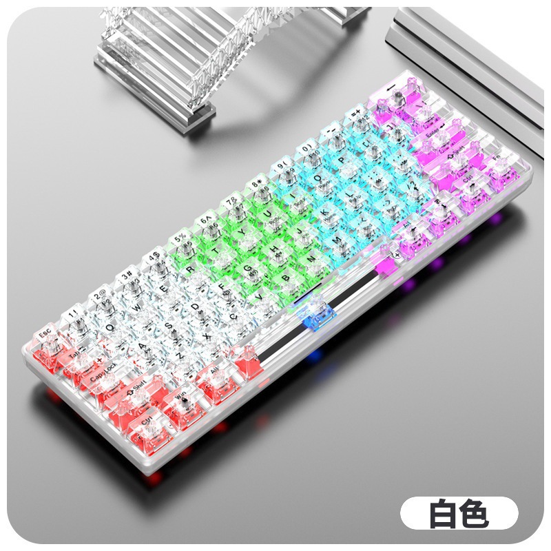 T68 teclado mecánico cableado transparente en caliente intercambiable personalizado juego de oficina luminoso mini transfronterizo