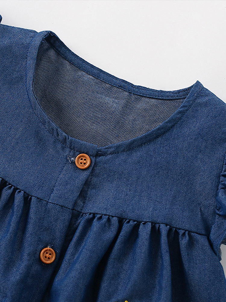 Malwee falda infantil verano nuevo europeo y americano de los niños casual cuello redondo princesa vestido occidental estilo niña vestido