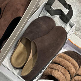 全牛皮~2025新款真皮厚底勃肯拖鞋女一脚蹬懒人博肯半拖鞋凉拖鞋