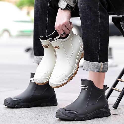Water Boot Fishing Fashion Thick Camouflage Rain Boots Men's Short Tube Slip-Resistant Kitchen Water Shoes Rain Boots Waterproof Durable Rubber Shoes