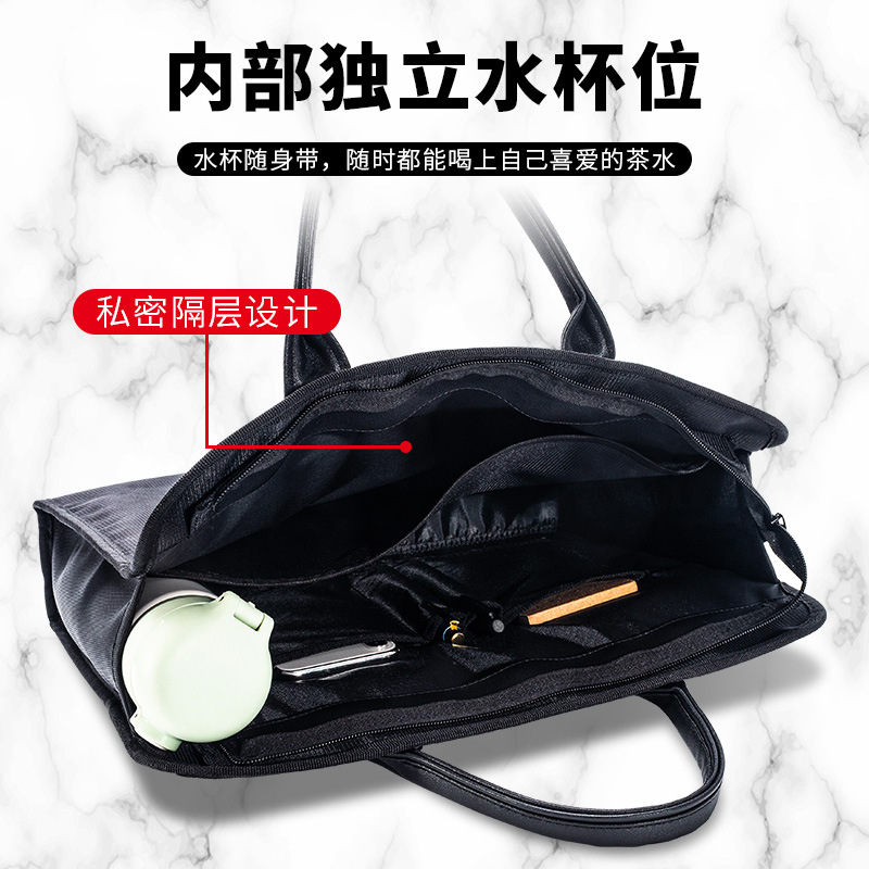 Bolsa de ordenador portátil para hombres de negocios multifuncional de gran capacidad A4 bolsa de archivo de conferencia bolsa de archivo de oficina con cremallera de múltiples capas