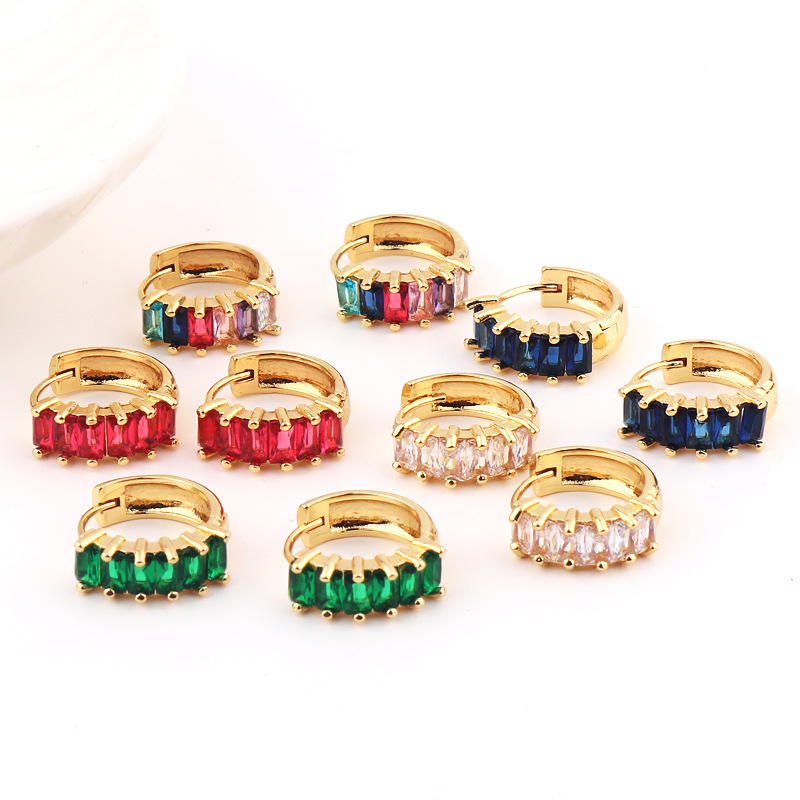 Simple Style Geometric Copper Earrings Inlay Zircon Copper Earrings