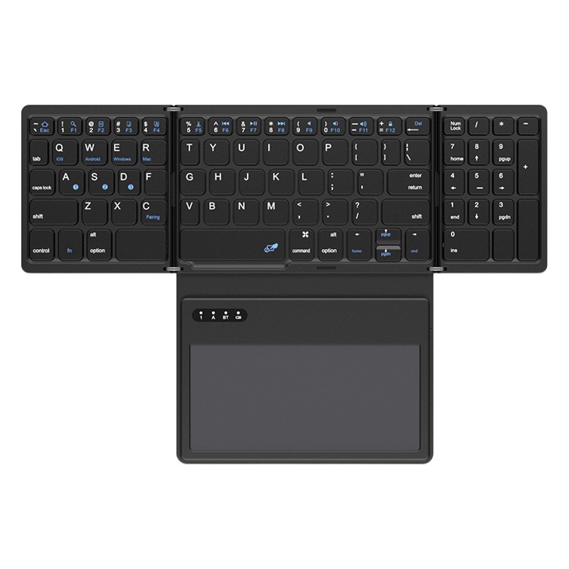Qianye teclado inalámbrico ultrafino de cuatro botones plegable con panel táctil grande tableta Bluetooth silencioso mini ligero