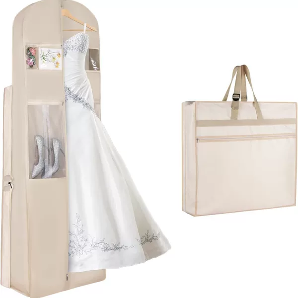 Cross-Border Hot-Selling Wedding Dress Cover, Customized, Factory Direct Supply, Widened Bottom to Increase Storage, Foldable and Extendable Handle