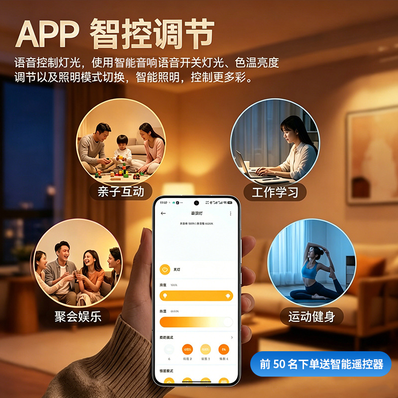 Lámpara principal para sala de estar, lámpara de techo de emisión lateral, lámpara de dormitorio que protege la vista, accesorios de iluminación para toda la casa, iluminación decorativa para el hogar de Zhongshan