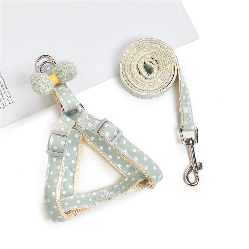 22 nueva correa para mascotas arco gato Correa pecho espalda Polka Dot perro caminando cuerda suministros para mascotas pelo al por mayor