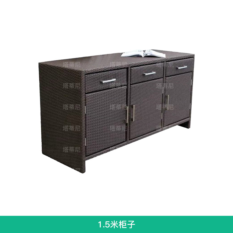 Mueble de almacenamiento de ratán para exteriores, mueble zapatero tejido para balcón, mueble de almacenamiento para recibidor, mueble de comedor para patio exterior impermeable y resistente al sol. image 8