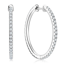 S925纯银耳环【清仓包邮】欧美跨境豪华锆石耳圈女流行时尚ins风