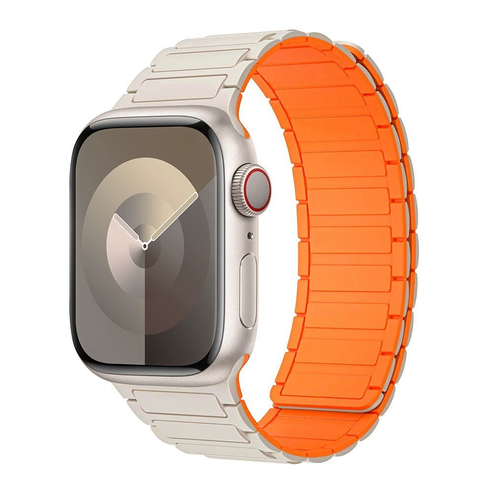 Подходит для Apple iWatchS10 силиконовый магнитный ремешок Applewatch9/8/7 обратный пряжку дышащий спортивный ремешок