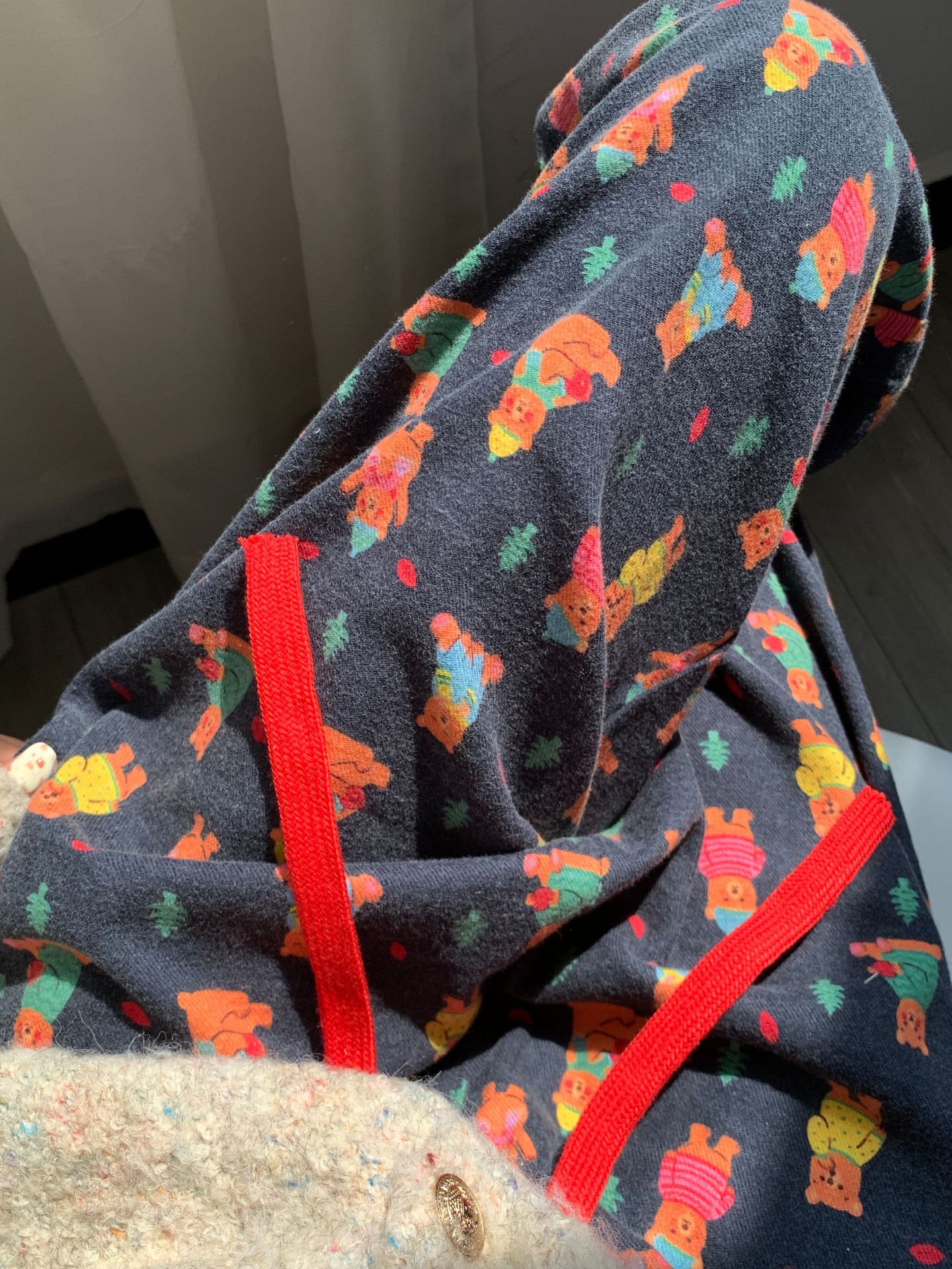 Pijamas sueltos de cereza de manzana de algodón cepillado, pantalones lindos para el hogar