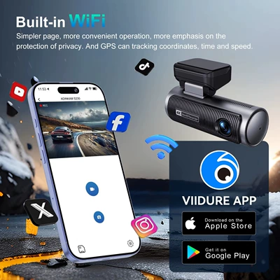 4K+4K, Mobile Phone Wifi Connectivity, Driving recorder