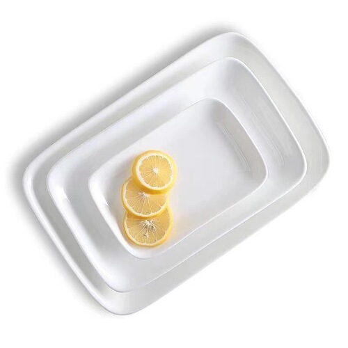 Hotel white towel plate rice roll plate steamed fish plate ceramic plate rectangular restaurant barbecue plate cold dish plate wholesale
