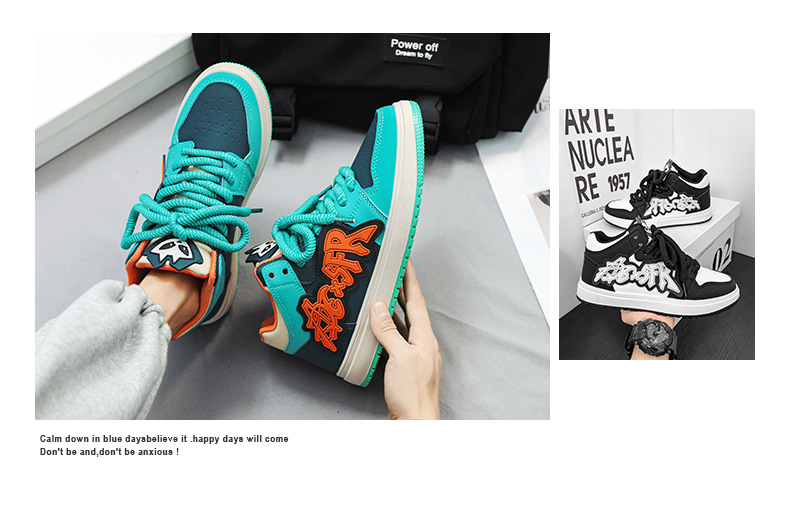 新益美 板鞋男新款小恶魔潮鞋运动时尚休闲高级板鞋